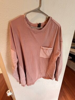 wild fable blush pink waffle-knit long sleeve top with pocket